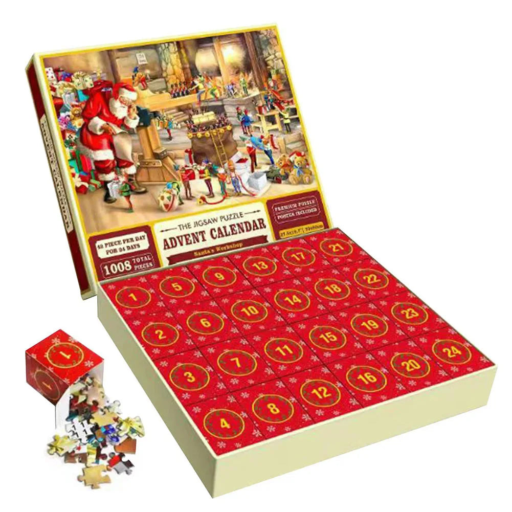 Christmas Advent Calendar Jigsaw Puzzles 24 Days Countdown Calendars 1008 Pieces Puzzle For Kids Stocking Stuffer Xmas Gifts