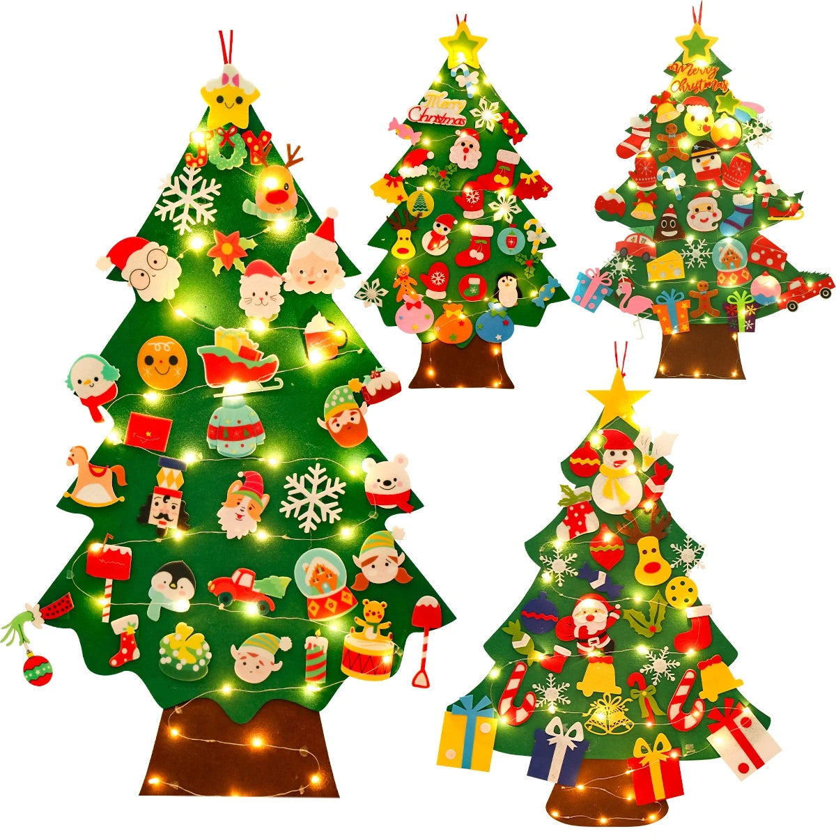 DIY Felt Christmas Tree Christmas Decoration for Home Navidad Noel 2024 New Year Christmas Ornaments Santa Claus Xmas Kids Gifts