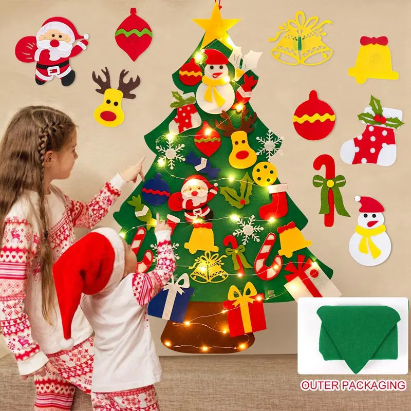 DIY Felt Christmas Tree Christmas Decoration for Home Navidad Noel 2024 New Year Christmas Ornaments Santa Claus Xmas Kids Gifts