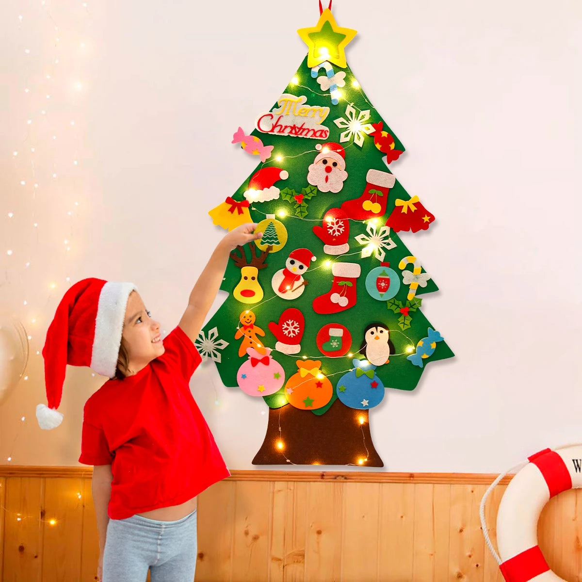 DIY Felt Christmas Tree Christmas Decoration for Home Navidad Noel 2024 New Year Christmas Ornaments Santa Claus Xmas Kids Gifts