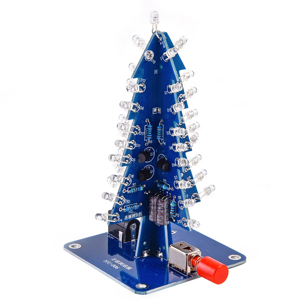 DIY 3D Christmas Tree Soldering Practice Colorful LED Flashing LED RGB Electronic Science Assemble Kit DIY Christmas Trees