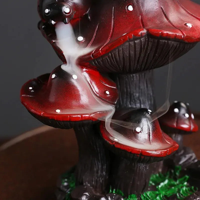 1Piece Resin Home Ornaments Mushroom Waterfall Backflow Incense Burner Incense Holder Censer Home Decor (Without Incense)