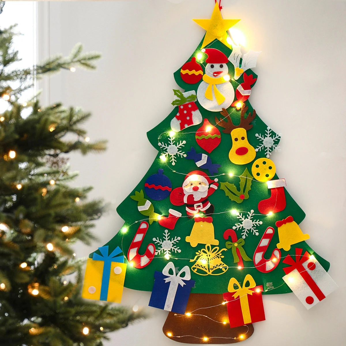 DIY Felt Christmas Tree Christmas Decoration for Home Navidad Noel 2024 New Year Christmas Ornaments Santa Claus Xmas Kids Gifts