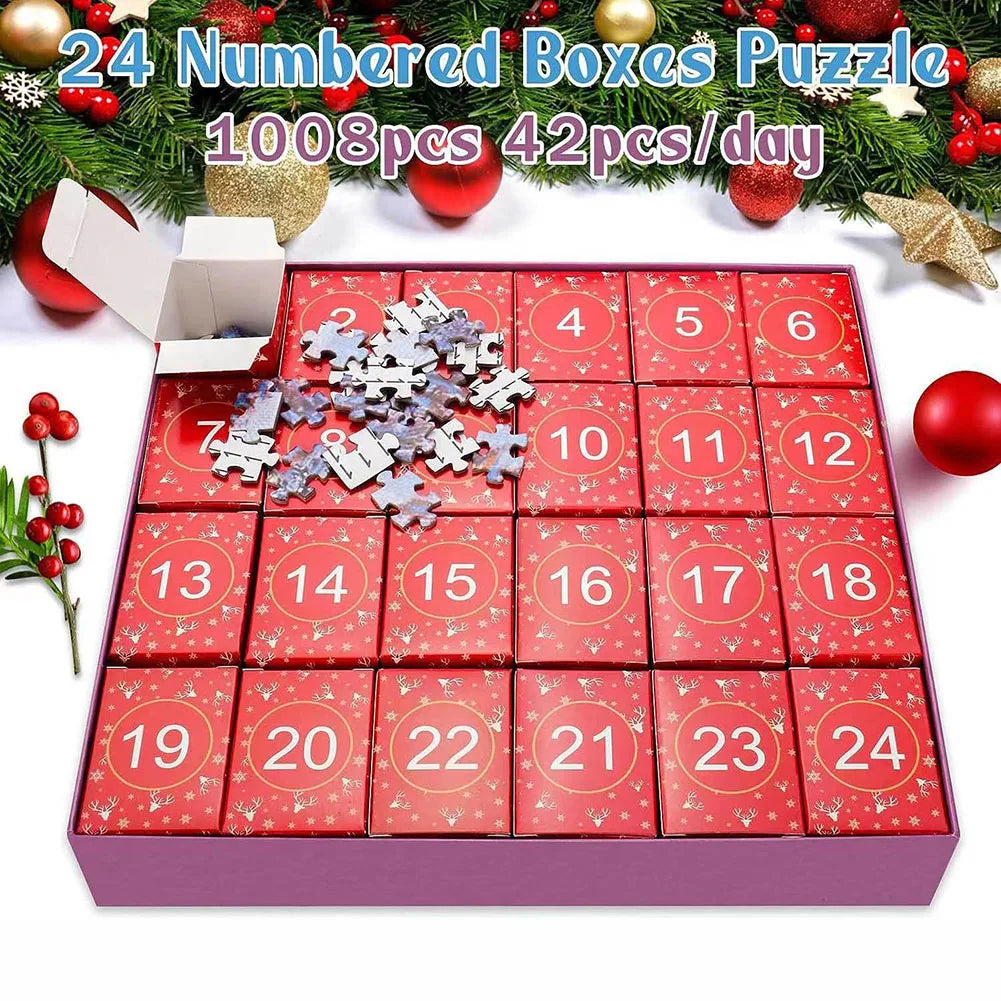 Christmas Advent Calendar Jigsaw Puzzles 24 Days Countdown Calendars 1008 Pieces Puzzle For Kids Stocking Stuffer Xmas Gifts