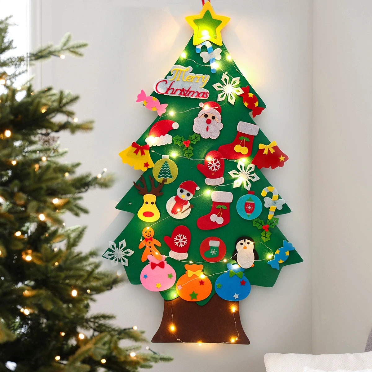 DIY Felt Christmas Tree Christmas Decoration for Home Navidad Noel 2024 New Year Christmas Ornaments Santa Claus Xmas Kids Gifts