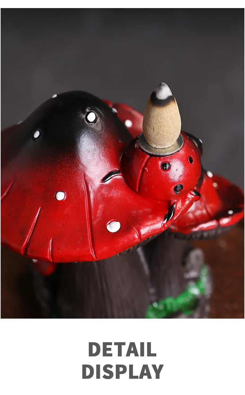 1Piece Resin Home Ornaments Mushroom Waterfall Backflow Incense Burner Incense Holder Censer Home Decor (Without Incense)