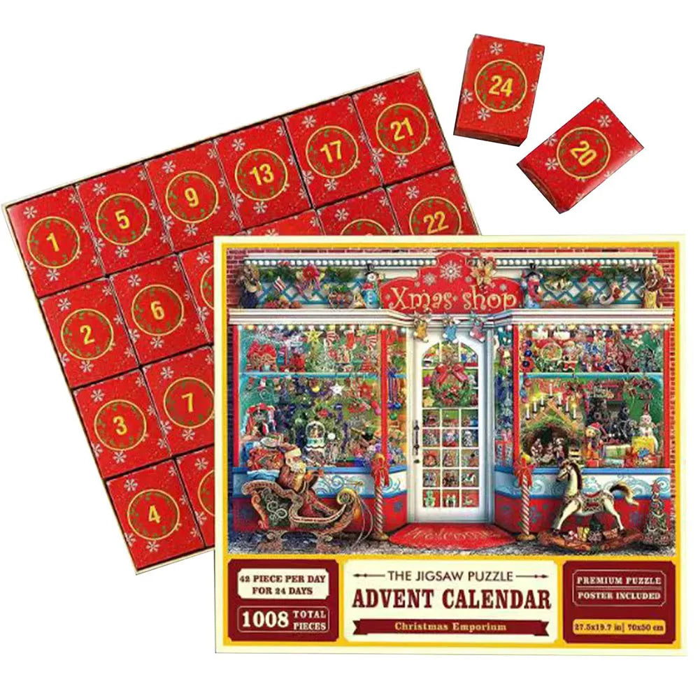 Christmas Advent Calendar Jigsaw Puzzles 24 Days Countdown Calendars 1008 Pieces Puzzle For Kids Stocking Stuffer Xmas Gifts