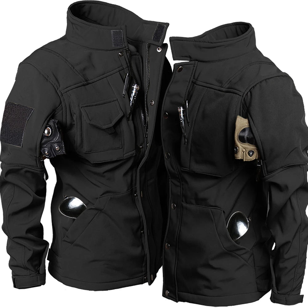 Windproof Waterproof Biker Suit Men Tactical Jacket Pants Sets Winter Shark Skin  Soft Shell Uniform Warm Fleece Coats