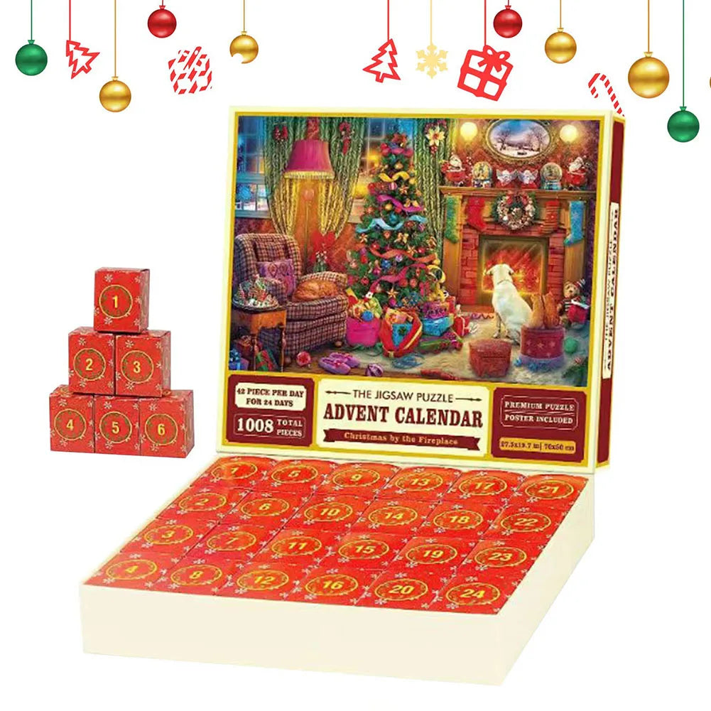 Christmas Advent Calendar Jigsaw Puzzles 24 Days Countdown Calendars 1008 Pieces Puzzle For Kids Stocking Stuffer Xmas Gifts